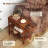 Giantex Narrow End Table, Farmhouse Side Tables with Drawer & Storage Shelves, Wood Sofa Side Tables, 3-Tier Nightstands for Small Space, Living Room, Bedroom, 23.5″ L x 12″ W x 24.5″ H, Brown(Brown)