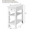 Giantex Narrow End Table, Farmhouse Side Tables with Drawer & Storage Shelves, Wood Sofa Side Tables, 3-Tier Nightstands for Small Space, Living Room, Bedroom, 23.5″ L x 12″ W x 24.5″ H, Brown(White)