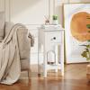 Giantex Narrow End Table with Drawer, 23.5″ H Side Table w/Open Storage Shelf & Solid Wood Frame, Small Night Stand for Dorm Living Room, Bedroom, Small Spaces, No Assembly Needed, Walnut(White)