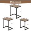 Giantex Nesting Coffee Table Set of 3, Stackable Square End Table w/Wood Grain Tabletop & Heavy-Duty Metal Frame, Farmhouse C-Shaped Accent Table for Small Space, Living Room, Bedroom (Black Oak)(Black Oak)
