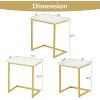 Giantex Nesting Coffee Table Set of 3, Stackable Square End Table w/Wood Grain Tabletop & Heavy-Duty Metal Frame, Farmhouse C-Shaped Accent Table for Small Space, Living Room, Bedroom (Black Oak)(White Gold)