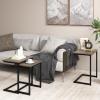 Giantex Nesting Coffee Table Set of 3, Stackable Square End Table w/Wood Grain Tabletop & Heavy-Duty Metal Frame, Farmhouse C-Shaped Accent Table for Small Space, Living Room, Bedroom (Black Oak)(Black Oak)