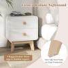 Giantex Night Stand with 2 Drawers, Mid Century Modern Bedside Table with Cute Round Knobs, Wooden Side End Table with Solid Rubber Wood Legs, Small Nightstand for Kids Bedroom Dorms, White