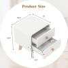 Giantex Night Stand with 2 Drawers, Mid Century Modern Bedside Table with Cute Round Knobs, Wooden Side End Table with Solid Rubber Wood Legs, Small Nightstand for Kids Bedroom Dorms, White