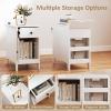 Giantex Night Stand with Charging Station, Flip Top End Side Table w/USB Ports & Outlets, Modern Bedside Table w/Storage Drawer, Cabinet, Magazine Rack, Narrow Wood Nightstand for Bedroom (1, Oak)(White)