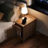 Giantex Night Stand with Charging Station, Flip Top End Side Table w/USB Ports & Outlets, Modern Bedside Table w/Storage Drawer, Cabinet, Magazine Rack, Narrow Wood Nightstand for Bedroom (1, Oak)(Oak)