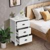 Giantex Nightstand with 3 Drawers, Bedside Table with Exquisite Metal Handles, Accent Table Sofa Side Table with Anti-toppling Device for Bedroom, Study, Black(White)