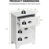 Giantex Nightstand with 3 Drawers, Bedside Table with Exquisite Metal Handles, Accent Table Sofa Side Table with Anti-toppling Device for Bedroom, Study, Black(White)