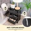 Giantex Nightstand with 3 Drawers, Bedside Table with Exquisite Metal Handles, Accent Table Sofa Side Table with Anti-toppling Device for Bedroom, Study, Black(Black)