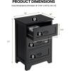 Giantex Nightstand with 3 Drawers, Bedside Table with Exquisite Metal Handles, Accent Table Sofa Side Table with Anti-toppling Device for Bedroom, Study, Black(Black)
