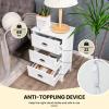 Giantex Nightstand with 3 Drawers, Bedside Table with Exquisite Metal Handles, Accent Table Sofa Side Table with Anti-toppling Device for Bedroom, Study, Black(White)
