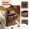 Giantex Nightstand with 3 Drawers, Bedside Table with Exquisite Metal Handles, Accent Table Sofa Side Table with Anti-toppling Device for Bedroom, Study, Black(Walnut)