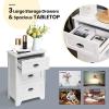 Giantex Nightstand with 3 Drawers, Bedside Table with Exquisite Metal Handles, Accent Table Sofa Side Table with Anti-toppling Device for Bedroom, Study, Black(White)