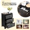 Giantex Nightstand with 3 Drawers, Bedside Table with Exquisite Metal Handles, Accent Table Sofa Side Table with Anti-toppling Device for Bedroom, Study, Black(Black)