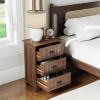 Giantex Nightstand with 3 Drawers, Bedside Table with Exquisite Metal Handles, Accent Table Sofa Side Table with Anti-toppling Device for Bedroom, Study, Black(Walnut)