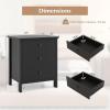 Giantex Nightstand with 3 Drawers Set of 2, Wooden Side End Table with Solid Wood Legs, Retro 3-Drawer Bedside Table Night Stand for Bedroom Home Office Small Space, Easy Assembly, White(Black)