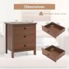 Giantex Nightstand with 3 Drawers Set of 2, Wooden Side End Table with Solid Wood Legs, Retro 3-Drawer Bedside Table Night Stand for Bedroom Home Office Small Space, Easy Assembly, White(Brown)
