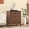 Giantex Nightstand with 3 Drawers Set of 2, Wooden Side End Table with Solid Wood Legs, Retro 3-Drawer Bedside Table Night Stand for Bedroom Home Office Small Space, Easy Assembly, White(Brown)