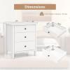 Giantex Nightstand with 3 Drawers Set of 2, Wooden Side End Table with Solid Wood Legs, Retro 3-Drawer Bedside Table Night Stand for Bedroom Home Office Small Space, Easy Assembly, White(White)