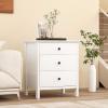 Giantex Nightstand with 3 Drawers Set of 2, Wooden Side End Table with Solid Wood Legs, Retro 3-Drawer Bedside Table Night Stand for Bedroom Home Office Small Space, Easy Assembly, White(White)