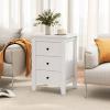 Giantex Nightstand with 3 Drawers, Wood Walnut Night Stand Bedside Table w/Storage Drawer & Round Metal Knobs, Vintage End Side Table for Dorm Bedroom Small Spaces, 14.5″ D x 18″ W x 26″ H(White)