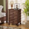 Giantex Nightstand with 3 Drawers, Wood Walnut Night Stand Bedside Table w/Storage Drawer & Round Metal Knobs, Vintage End Side Table for Dorm Bedroom Small Spaces, 14.5″ D x 18″ W x 26″ H(Walnut)