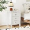 Giantex Nightstand with 3 Drawers, Wood Walnut Night Stand Bedside Table w/Storage Drawer & Round Metal Knobs, Vintage End Side Table for Dorm Bedroom Small Spaces, 14.5″ D x 18″ W x 26″ H(White)
