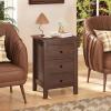 Giantex Nightstand with 3 Drawers, Wood Walnut Night Stand Bedside Table w/Storage Drawer & Round Metal Knobs, Vintage End Side Table for Dorm Bedroom Small Spaces, 14.5″ D x 18″ W x 26″ H(Walnut)