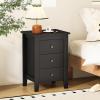 Giantex Nightstand with 3 Drawers, Wood Walnut Night Stand Bedside Table w/Storage Drawer & Round Metal Knobs, Vintage End Side Table for Dorm Bedroom Small Spaces, 14.5″ D x 18″ W x 26″ H(Black)