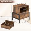 Giantex Nightstand with Charging Station, Industrial End Table with Storage Drawer & Open Compartment, Wood Sofa Side Table with USB Port and Outlets, Bedside Table for Bedroom, Rustic Brown(2)