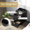 Giantex Nightstand with Charging Station, Narrow End Table with 2 Drawers & Metal Gold Legs, Small Sofa Side Table w/ 2 USB Ports and 3 Outlets, Modern Night Stand for Small Spaces, Rustic Brown(Black)