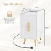 Giantex Nightstand with Charging Station, Narrow End Table with 2 Drawers & Metal Gold Legs, Small Sofa Side Table w/ 2 USB Ports and 3 Outlets, Modern Night Stand for Small Spaces, Rustic Brown(White)