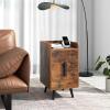 Giantex Nightstand with Charging Station, Narrow End Table with 2 Drawers & Metal Gold Legs, Small Sofa Side Table w/ 2 USB Ports and 3 Outlets, Modern Night Stand for Small Spaces, Rustic Brown(Rustic)