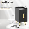 Giantex Nightstand with Charging Station, Narrow End Table with 2 Drawers & Metal Gold Legs, Small Sofa Side Table w/ 2 USB Ports and 3 Outlets, Modern Night Stand for Small Spaces, Rustic Brown(Black)