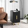 Giantex Nightstand with Charging Station, Narrow End Table with 2 Drawers & Metal Gold Legs, Small Sofa Side Table w/ 2 USB Ports and 3 Outlets, Modern Night Stand for Small Spaces, Rustic Brown(Black)
