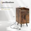 Giantex Nightstand with Charging Station, Narrow End Table with 2 Drawers & Metal Gold Legs, Small Sofa Side Table w/ 2 USB Ports and 3 Outlets, Modern Night Stand for Small Spaces, Rustic Brown(Rustic)