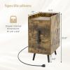 Giantex Nightstand with Charging Station, Narrow End Table with 2 Drawers & Metal Gold Legs, Small Sofa Side Table w/ 2 USB Ports and 3 Outlets, Modern Night Stand for Small Spaces, Rustic Brown(Rustic Brown)