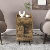 Giantex Nightstand with Charging Station, Narrow End Table with 2 Drawers & Metal Gold Legs, Small Sofa Side Table w/ 2 USB Ports and 3 Outlets, Modern Night Stand for Small Spaces, Rustic Brown(Rustic Brown)