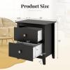 Giantex Nightstands Set of 2, Modern 2 Drawers Night Stands with Handles, Sofa Side Table with Sturdy Legs for Small Spaces, College Dorm, Kids’ Room, Wooden Bedside Tables for Bedroom, Black(Black)