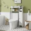 Giantex Over-The-Toilet Storage Cabinet, Bathroom Freestanding Space Saver with 1-Door Side Storage Cabinet & Paper Holder, Toilet Rack Organizer Stand for Bathroom Laundry (White)