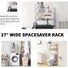 Giantex Over-The-Toilet Storage Space Saver Bathroom Metal Spacesaver Rack with 2 Tier Rack, Hooks and Adjustable Feet Multifunctional Toilet Space-Saving Storage