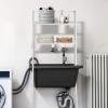 Giantex Over-The-Toilet Storage Space Saver Bathroom Metal Spacesaver Rack with 2 Tier Rack, Hooks and Adjustable Feet Multifunctional Toilet Space-Saving Storage