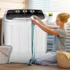 Giantex Portable Compact 13 Lbs Mini Twin Tub Washing Machine Washer Spin Dryer (Black&White)(Black&White)