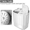 Giantex Portable Compact 13 Lbs Mini Twin Tub Washing Machine Washer Spin Dryer (Black&White)(Gray&White)