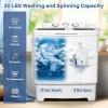 Giantex Portable Mini Compact Twin Tub Washing Machine 20lbs Washer Spain Spinner Portable Washing Machine, Blue+ White(White & Grey)