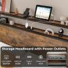 Giantex Queen Bed Frame with LED Lights Headboard and 4 Storage Drawers, Metal Platform Bed with Outlets and USB Ports Charging Station, Smart LED Bed Frame, Easy Assembly, No Box Spring Needed(Queen)