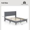 Giantex Queen Bed Frame with Wingback Headboard, Modern Upholstered Platform Bed with 2 Side Storage Pockets and Wooden Slats, No Box Spring Needed, Bed Frame Queen Size (Grey, Queen), GT10704-HU(Grey)