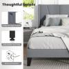 Giantex Queen Bed Frame with Wingback Headboard, Modern Upholstered Platform Bed with 2 Side Storage Pockets and Wooden Slats, No Box Spring Needed, Bed Frame Queen Size (Grey, Queen), GT10704-HU(Grey)