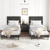 Giantex Queen Size Bed Frame, Linen Upholstered Platform Bed w/Height Adjustable Chevron Headboard, Wooden Slats Support Mattress Foundation, 6.5’’ Under-Bed Storage, No Box Spring Needed (Grey)(Grey)