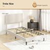Giantex Queen Size Bed Frame, Linen Upholstered Platform Bed w/Height Adjustable Chevron Headboard, Wooden Slats Support Mattress Foundation, 6.5’’ Under-Bed Storage, No Box Spring Needed (Grey)(Beige)